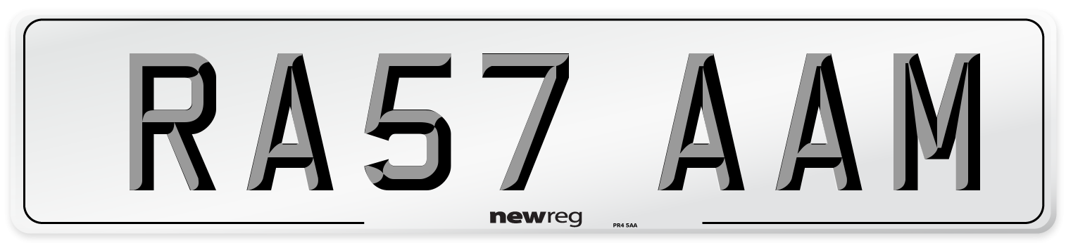 RA57 AAM Number Plate from New Reg